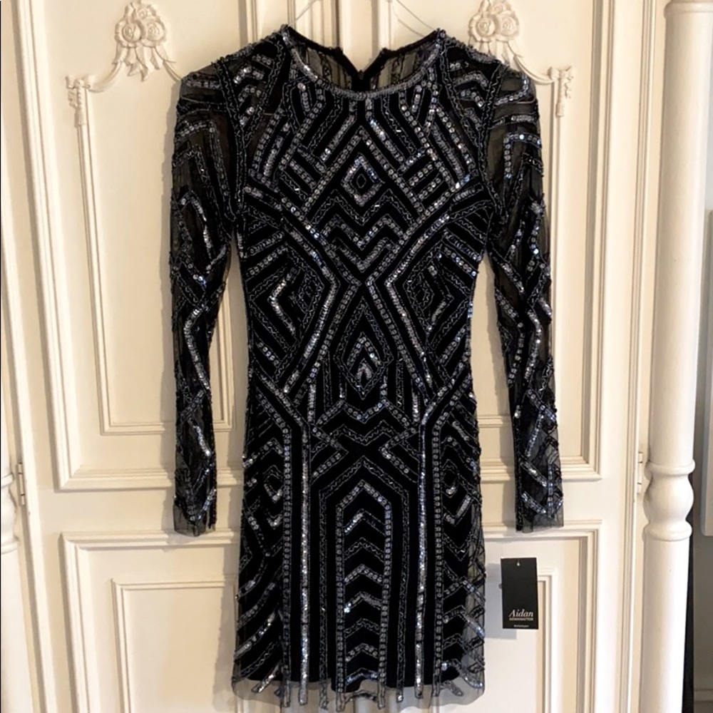 Aidan Mattox Hand Beaded Cocktail Dress